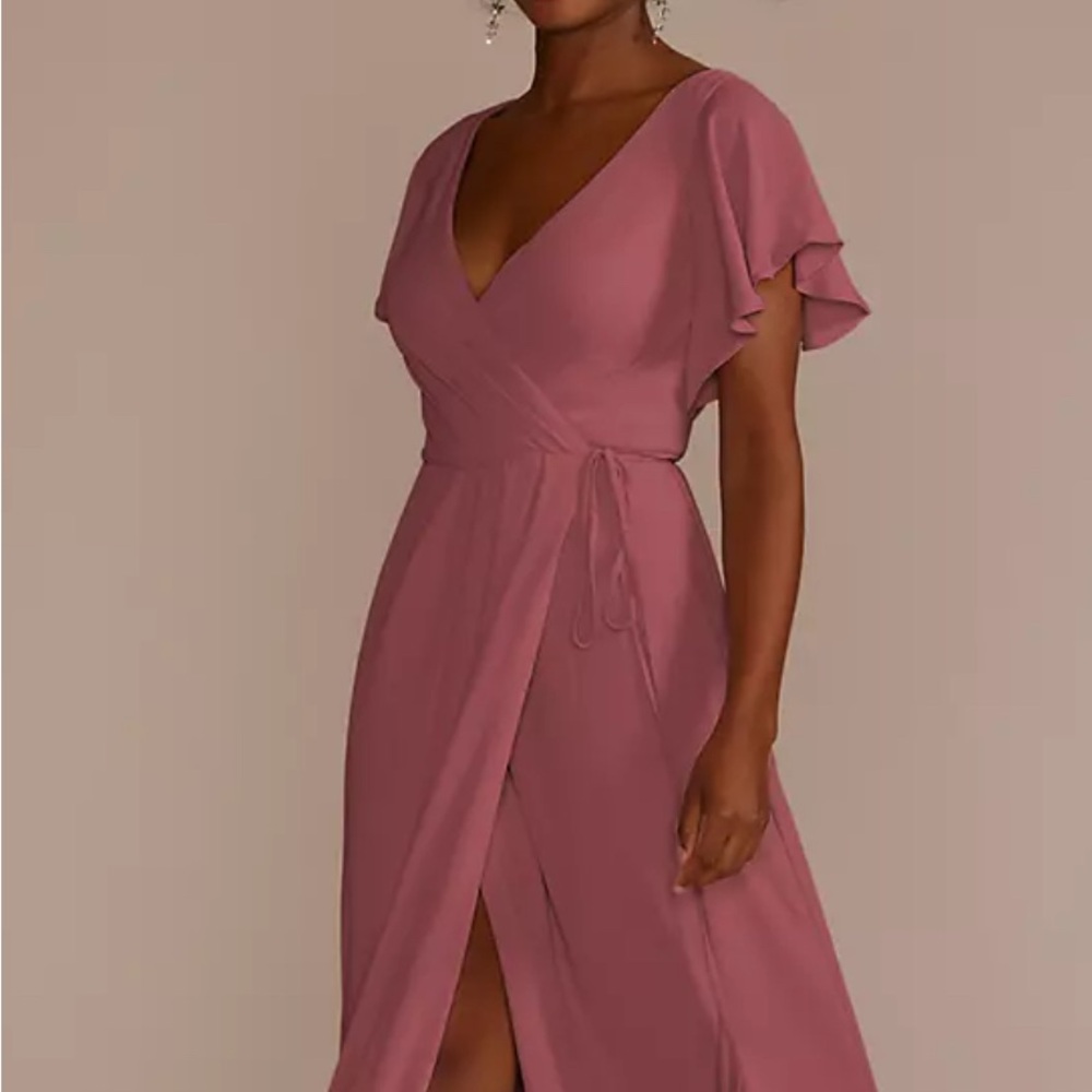 Flutter Sleeve Georgette Wrap Dress